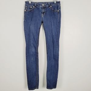 Miss Me Dark Wash Signature Skinny Embroidered Rhinestone Embellished